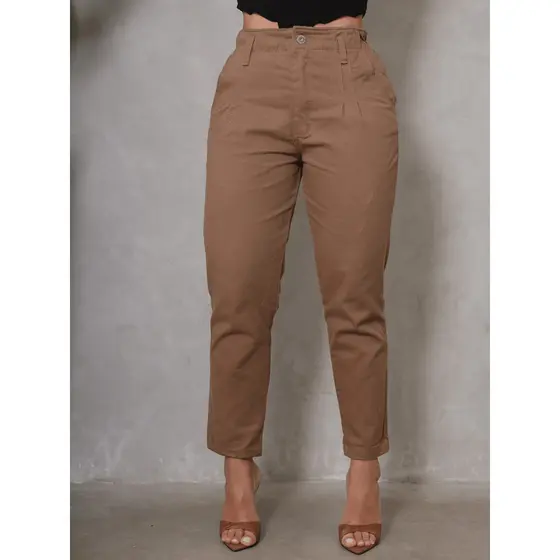 Calça Jeans Feminina Com Elástico Cintura Bolso