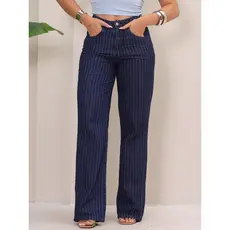 Calça Jeans Wide Leg com Barra Cintura Alta ALIANZA JEANS
