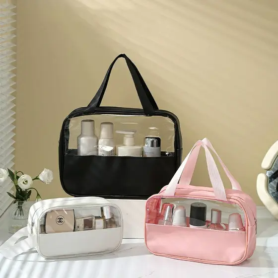Necessaire Transparente Unissex 💼 Viagem, Academia e Dia a Dia – Organize com Estilo