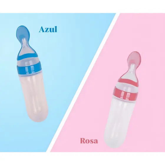 Colher mamadeira dosadora de silicone para bebês praticidade e segurança da alimentação