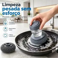 Escova de Limpeza para Louça e Panela em Aço com Dispenser - Limpeza Rápida e Eficiente，Essencial para Cozinha！