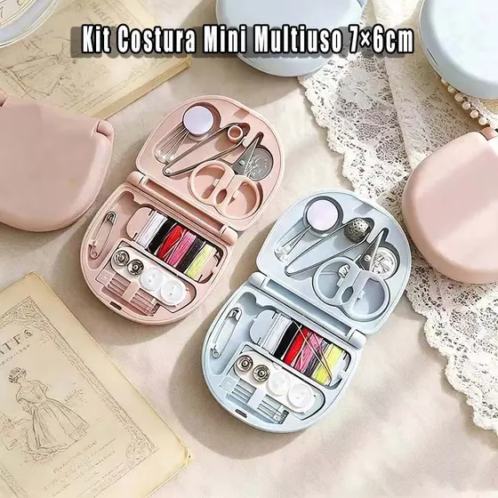 Kit Costura Completo Mini Multiuso Universal 7×6cm | Portátil para Remendos de Emergência, Ideal para Viagem e Casa