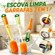 Escova 3 Em 1 De Limpeza De Copo e garrafas Com Cabo Longo Multifuncional Forma De Cenoura