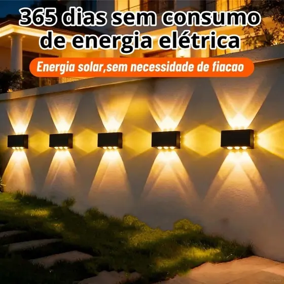 Arandelas Solares Parede 6/8/10/12 LED Luz Quente À Prova D'água Spot Externo