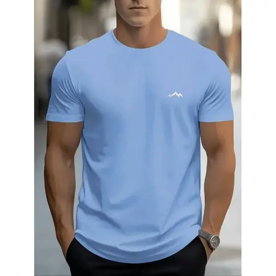 Camiseta Masculina Estampada MOTANHA Estilo Regular Manga Curta Estampada Malha 30.1 algodão Verão