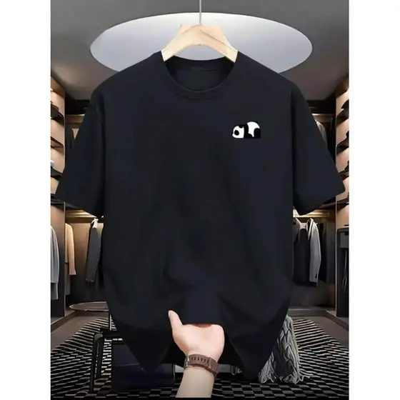 Camiseta Masculina Pendinha Estampada Urso Panda Moda Casual  Elegante Camisa 100% Algodão Gola Redonda  Premium