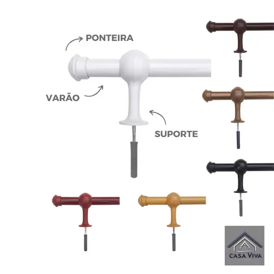 Varão de cortina simples com 3,00 metros 28mm Várias cores