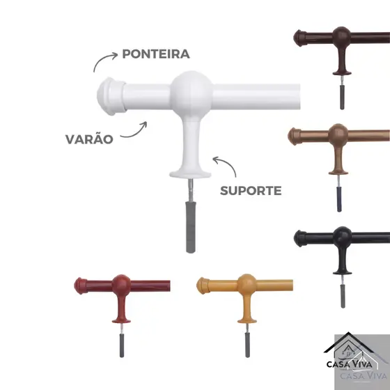 Varão de cortina simples com 2,00 metros 28mm Várias cores
