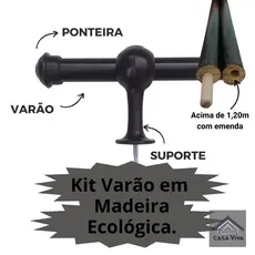 Varão de cortina de madeira 2,00 metros 19mm Várias cores