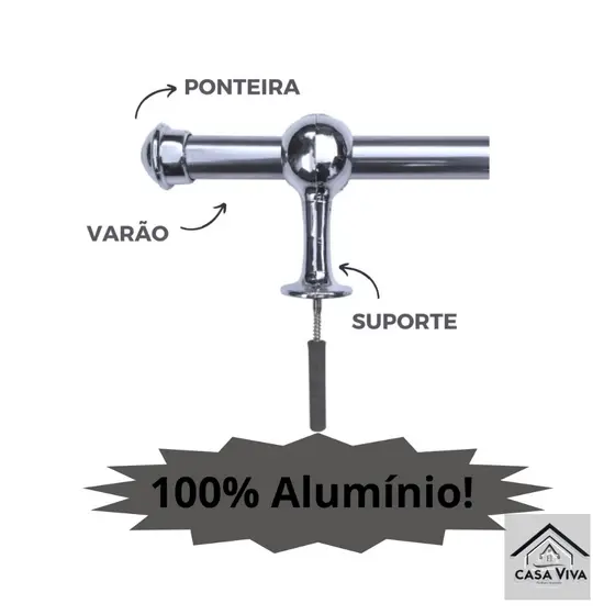 Varão de cortina Cromado 2,40 metros 19mm