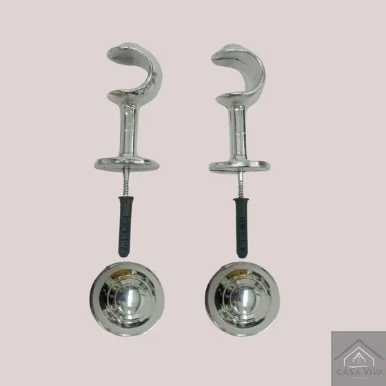 Par de Suporte para Varão de Cortina 19mm em Plástico Cromado
