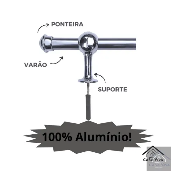 Varão de cortina cromado com 2,00 metros 19mm