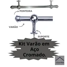 Kit Varão Para Cortina Em Aço 19mm Revestido Cromado