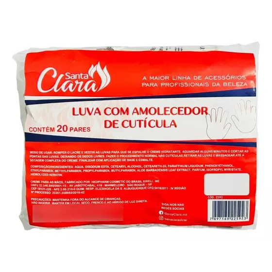Luva Com Creme Emoliente E Amolecedor De Cutícula Santa clara