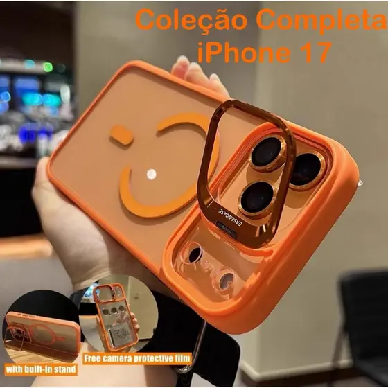 Capa Magnética Luxo Para iPhone 17 Pro Max 17 Air 16 E 15 14 13 12 Pro Max / Brinde Pelicula Camera