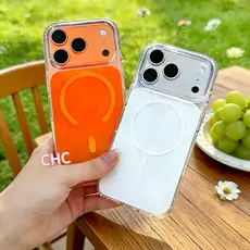 Capinha Capa Para IPhone 17 ProMax Pro 16 15 14 13 12 11 Case Magnética Magsafe Anel Case Laranja Azul Preta