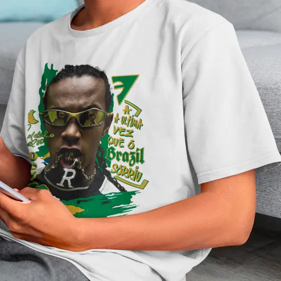 Camisa Algodão Infantil Masculina Ronaldinho Bruxo Camiseta de Futebol para Criança Premium