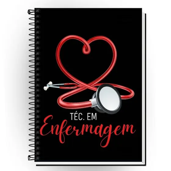 Caderno Personalizado Enfermagem | Capa Dura Plastificada | 1 a 20 Matérias | Formato Universitário A4 | Espiral Reforça