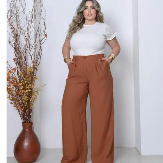 Calça Pantalona social plus size elegante, formal, charmosa