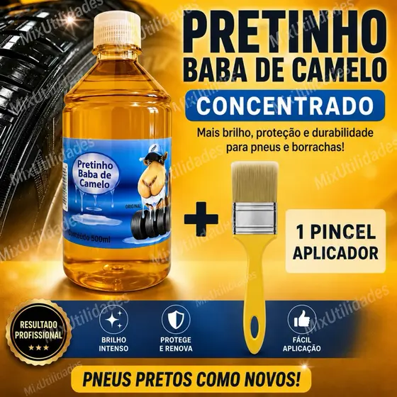 PRETINHO PARA PNEU BABA DE CAMELO CONCENTRADO + PINCEL APLICADOR , ENVIO RAPIDO
