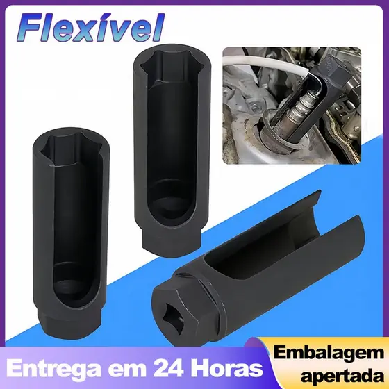 Chave Sonda Lambda 22mm 1/2" Aço Cromo Vanádio | Chave Tubular Sensor de Oxigênio Automotivo