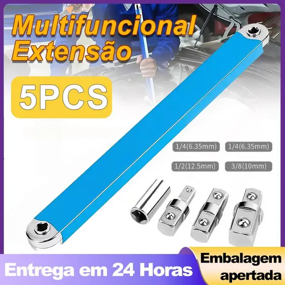 Chave de Extensão Multifuncional para Catraca - Ferramenta de Reparo Automotivo com 4 Adaptadores