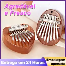 Mini Kalimba 8 Teclas Pingente | Piano de Polegar Madeira Sapele Presente Infantil