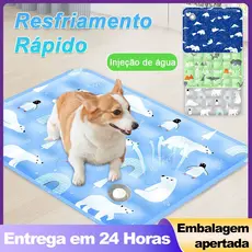 Tapete Pet Gelado de água Resfrescante para Cachorro Gato Espessado Resistente a Riscos 60x90cm