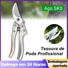 Tesoura de Poda Profissional Galhos Aço Carbono SK5 Super Afiada com Multiplicador de Força Jardinagem