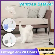 Brinquedo para gatos Cat Teaser com ventosa fixa Ventosas Com Penas E Sinos Com Ventosa Fixa No Chao
