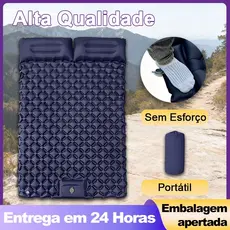 Portátil Leve Automático Duplo Pé Operado - Colchão Inflável Casal para Acampamento com Travesseiro Grátis