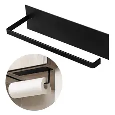Porta Papel Toalha Parede Cozinha Multiuso Ferro Suporte guardanapo sem furos fácil instalação - ACOMPANHA 1 ITEM PRETO