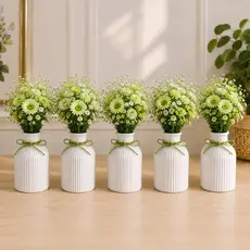 Kit com 5 vasos de gesso para centros de mesa, decoração, casamentos, chás de bebê e aniversários.