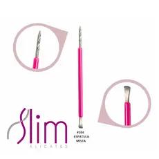 Kit 05 Espátulas Slim - Bastão Mista Unha Inox ROSA Com Silicone Manicure