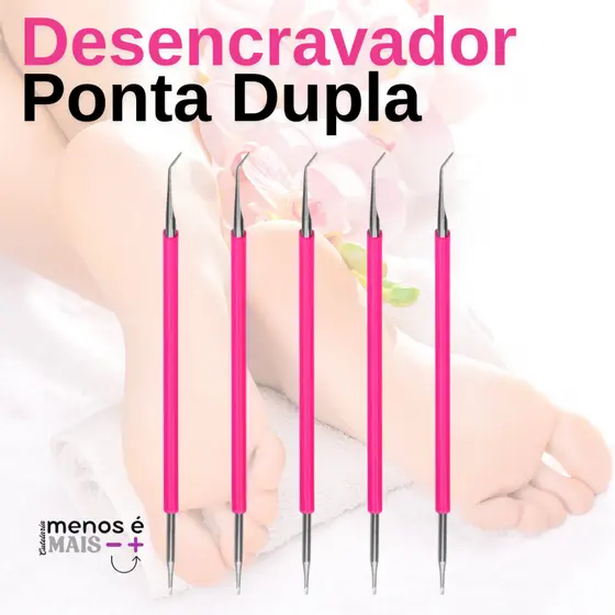 Kit 05 Desencravador De Unha Duplo Para Cutelaria Profissional Aço Inoxidável Slim