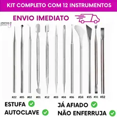 Kit Completo Com 12 Instrumentos Para Manicure Slim