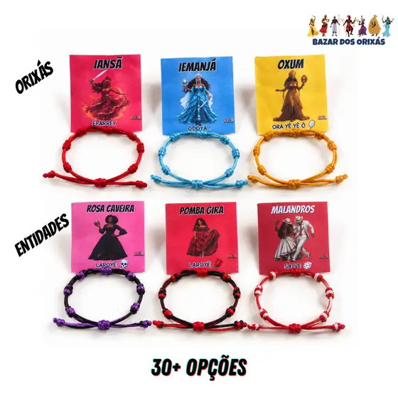 Pulseira 7 Nós Orixás Colorida Ajustável Proteção Kaballah | Umbanda e Candomblé | Diversas Cores e Orixás Cabala