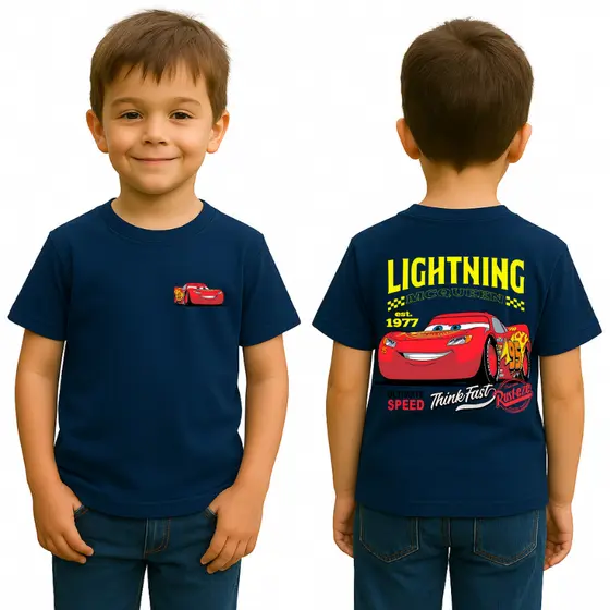 Camiseta Infantil Streetwear Relâmpago Mcqueen Camisa Menino Menina Carros Blusa Algodão Premium