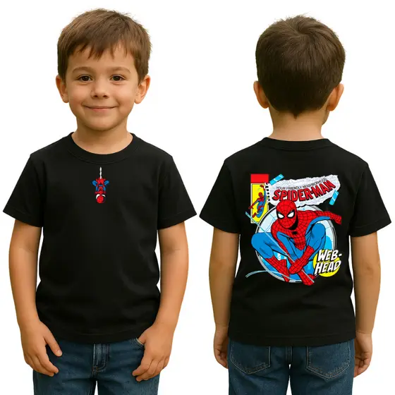 Camiseta Infantil Streetwear Homem-Aranha Blusa Menino 100% Algodão Spider-Man Envio Rápido