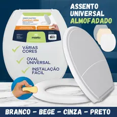 Assento Sanitário Almofadado Tampa de Vaso Oval Redondo Universal Tabua Branco Bege Cinza Resistente