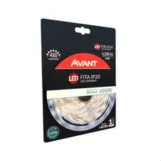 Fita LED Interna 5 metros 6500K 4,8 W/m IP20 110V 220V Bivolt C Fonte Kit Completo Branco Frio Avant