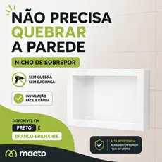 Nicho de Sobrepor Branco 28x40cm Banheiro Porta Shampoo Parede Sem Obra Quarto Sala Multiuso