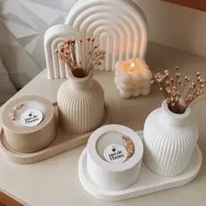 Kit Decorativo AESTHETIC - Vaso Escultural + Bandeja Organizadora Moderno