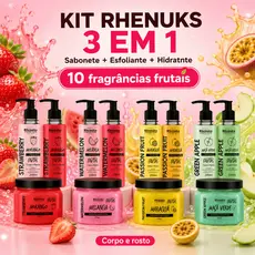 Kit Sabonete + Esfoliante + Hidratante Rhenuks - Corpo e Rosto - Pele Macia, Renovada e Cheirosa