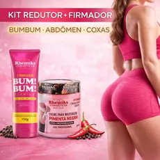 Kit Creme Gel Firmador De Bumbum Coxas Abdômen 150g + Gel Redutor De Medidas Pimenta Negra 200g