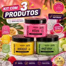 Kit 3 Esfoliante Rosto e Corpo 300g Diversas Fragrancias Pele Macia e Cheirosa