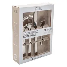 Faqueiro Aço Inox 24 Peças Montenegro para 6 Pessoas Mesa Posta Lyor