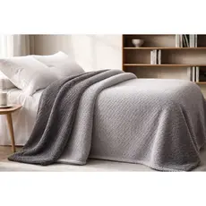 Cobertor Manta Casal Premium Jacquard Tranças 1,80x2,20m Gramatura de 220g/m² Cinza Jolitex