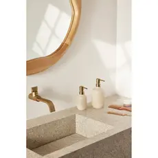 Dispenser 600ml Porta Sabonete Líquido Cerâmica Bege Dourado Mart