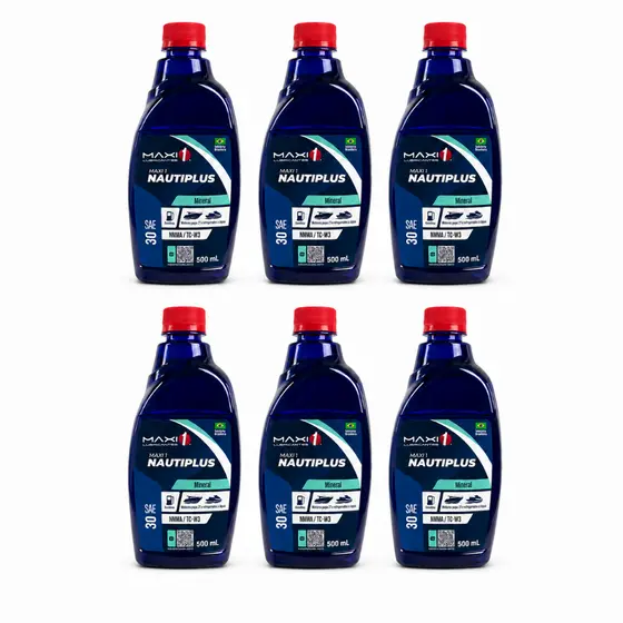 Kit 6 Óleos Para Motores Náuticos 2T Lubrificante 500ML Motor Popa Barco e Jet Ski Náutico Tcw-3